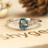 Vintage 1.25 Ct Oval Lab Alexandrite Engagement Ring