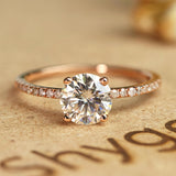 Pave 1.25 Carat Round Cut Moissanite Engagement Ring