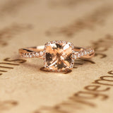 Infinity 1.25 ct Cushion Morganite Halo Engagement Ring