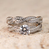 Infinity 1.50 Carat Round Cut Moissanite Wedding Ring Set