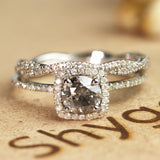 1.50 Ct Round Salt and Pepper Diamond Eternity Bridal Set