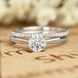 Four Prong 1.25 Carat Round Cut Moissanite Bridal Set
