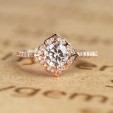 1.25 Carat Cushion Cut Moissanite Floral Engagement Ring