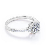 Tapered 1.20 Carat Round Moissanite Engagement Ring