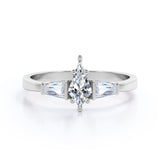 Classy Modern Three Stone Ring - 1 carat Kite Moissanite and Diamond Engagement Ring in Black Gold