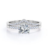 Cherished  0.7 carat Heart Moissanite and Diamond Bridal Ring Set in Rose Gold