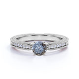 Tapered 0.65 Ct Round Salt and Pepper Diamond Engagement Ring