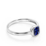 Splendid 1.25 Carat Cushion Cut Sapphire and Diamond Engagement Ring in 10k White Gold