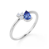 Leaf Design 1.50 Carat Pear Shape Sapphire and Diamond Engagement Ring in White Gold