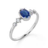 Antique 1.25 Carat Oval cut Sapphire and Diamond Halo Engagement Ring in White Gold