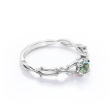 Nature-Inspired Infinity 0.55 carat Round Moss Agate and Moissanite Engagement Ring in White Gold