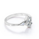 Geometric 1 carat Hexagon Moissanite and Diamond Engagement Ring in Black Gold