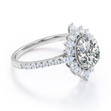 Enchanted Classic Milgrain Halo 0.8 carat Oval Moissanite and Diamond Engagement Ring in Black Gold