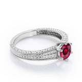 Vintage Bowtie Filigree 1 carat Round Lab Ruby Solitaire Engagement Ring in White Gold