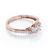 Trellis Three Stones 1 carat Princess Diamond and Diamonds Braided Engagement Ring in Rose Gold