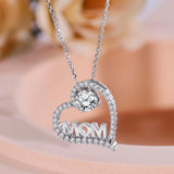 Heart Shaped Moissanite Pendant Necklace in 18K White Gold over Silver