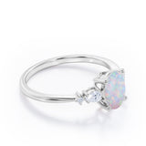 1.1 Ct Oval Cut Lab Created Opal Five Stone Engagement Ring
