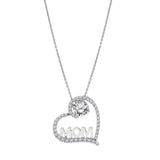 Heart Shaped Moissanite Pendant Necklace in 18K White Gold over Silver