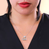 Heart Shaped Moissanite Pendant Necklace in 18K White Gold over Silver