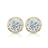 Bezel Set Solitaire 1 Carat Round Cut Certified Moissanite Solitaire Stud Earrings - Studs for Her in White Gold