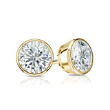 Bezel Set Solitaire 1 Carat Round Cut Certified Moissanite Solitaire Stud Earrings - Studs for Her in White Gold