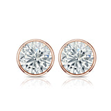Bezel Set Solitaire 1 Carat Round Cut Certified Moissanite Solitaire Stud Earrings - Studs for Her in White Gold