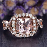 Infinity 1.50 ct Cushion Morganite Halo Engagement Ring