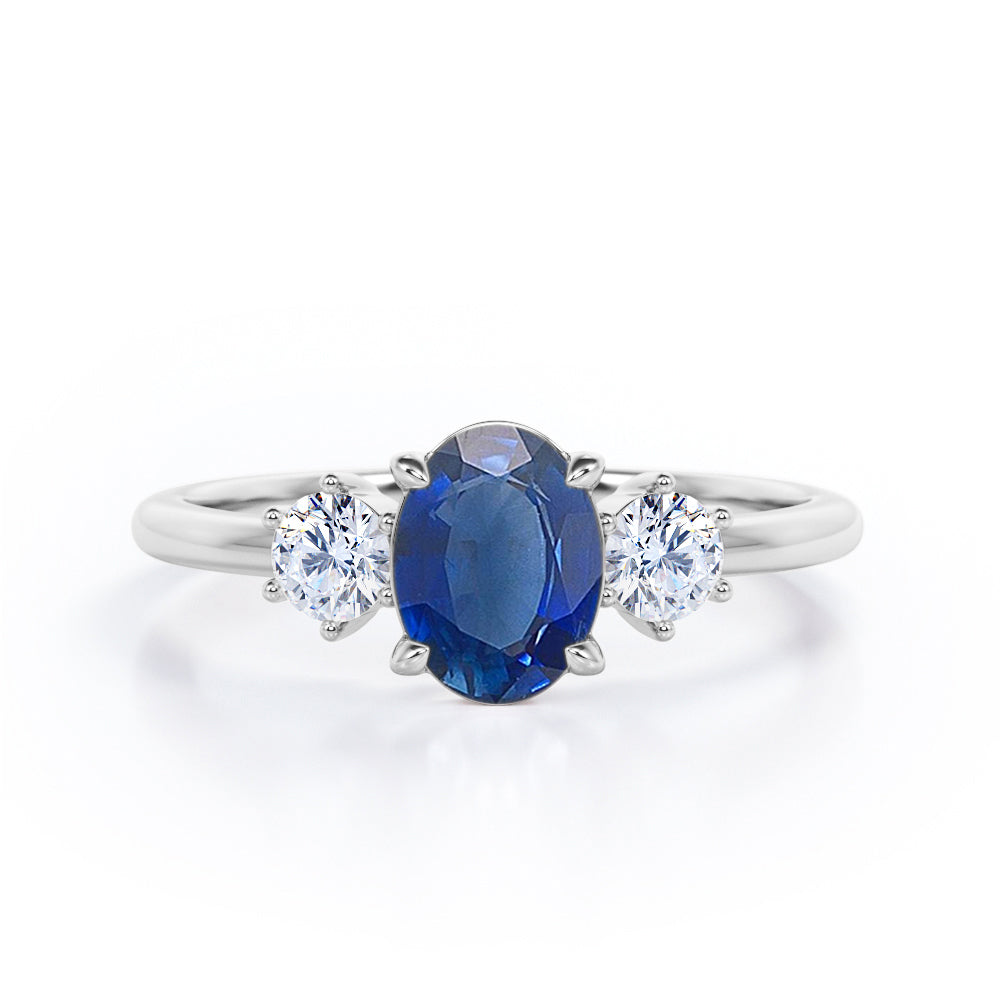 Trio 0.8 Ct Oval Cut Lab Sapphire Engagement Ring