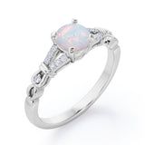 Split Shank 0.6 carat Round Opal and Diamond Engagement Ring in Rose Gold