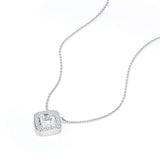 1 Carat Moissanite Halo Pendant Necklace in 18K White Gold over Silver