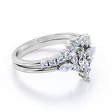 Sparkle 0.7 carat Kite Moissanite and Diamond Classic Bridal Set in Black Gold