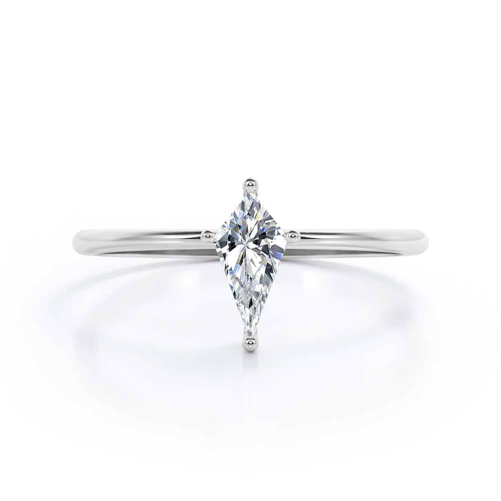 Dainty Solitaire 1 carat Kite Moissanite Engagement Ring in Black Gold
