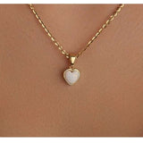 Beautiful 1 Carat Heart Shape Opal Solitaire Pendant Necklace in 18k Yellow Gold over Silver