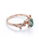 Solitaire 1 ct Oval Cut Green Moss Agate Promise Ring