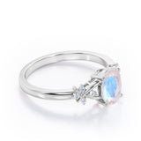 0.5 ct Oval Moonstone Clover Leaf Engagement Ring