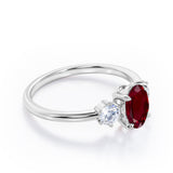 Trio 0.80 ct Oval Lab-Created Ruby Engagement Ring