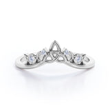 Artistic 0.1 carat Moissanite Wedding Band in White Gold