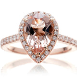 1.50 ct Pear Morganite Classic Halo Engagement Ring