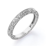 Vintage Filigree Plain Wedding Ring Band