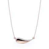 Solid Curved 0.15 carat Round Moissanite Pendant with 18k Rose Gold Over Silver Chain Necklace