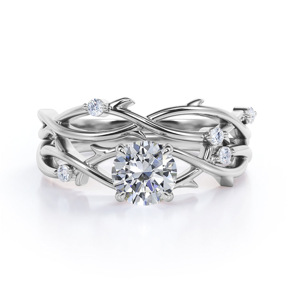 Twisted Twig 0.55 ct Round Moissanite Bridal Set