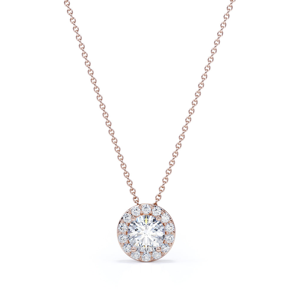 Classic Elegant 1.1 carat Round Moissanite Pendant in 18k Black Gold Over Silver