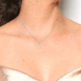 Beautiful Real Round Cut Diamond bar circle Pendant Necklace in 18K White Gold Plating over Silver