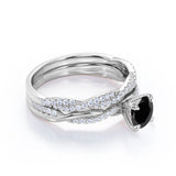 1.75 ct Round Lab Black Diamond Twisted Wedding Ring Set