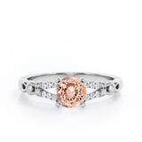 Split Shank 0.6 carat Round Morganite and Diamond Engagement Ring in Rose Gold