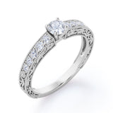 0.35 Carat Round Cut Diamond Antique Engagement Ring In White Gold