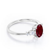 Five Stone 0.60 ct Oval Lab-Created Ruby Engagement Ring