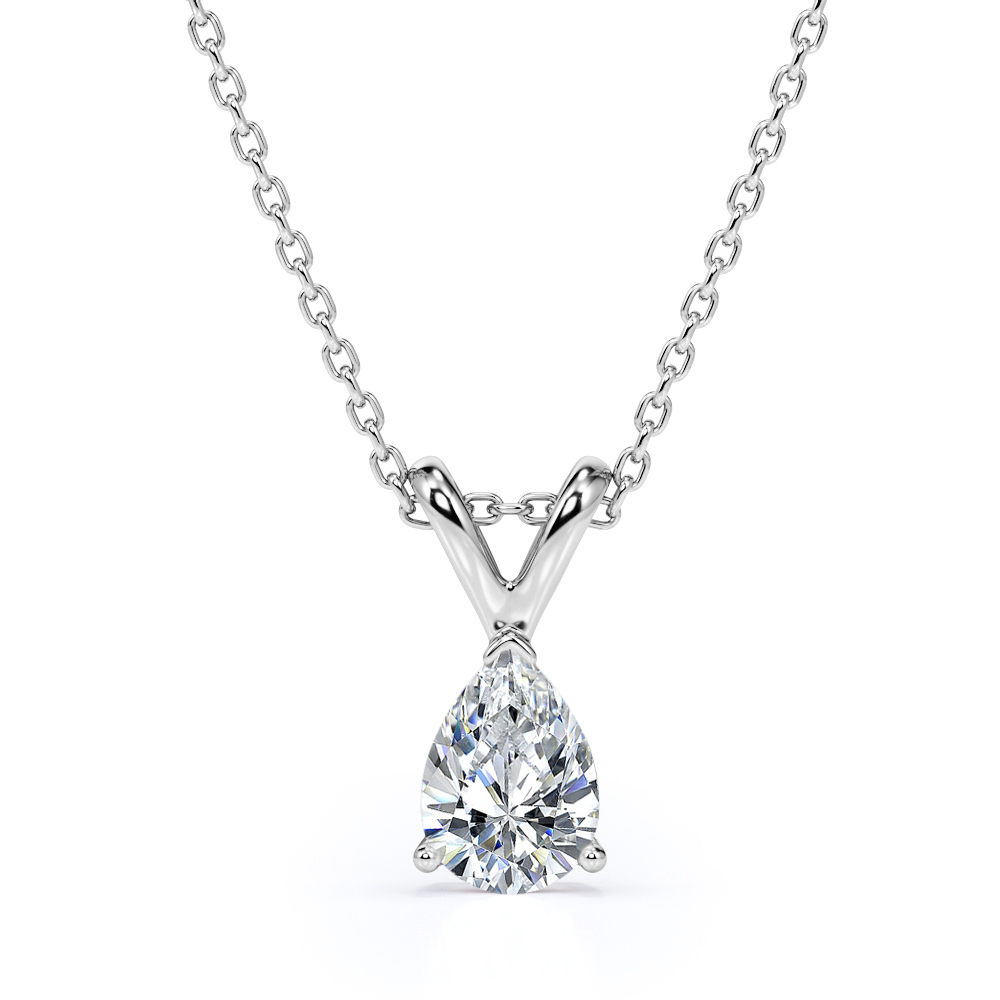 Captivating 1 Carat Teardrop Moissanite Pendant Necklace in 18K White Gold Plating over Silver