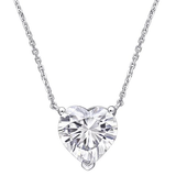 Gorgeous 1 Carat Heart Cut Moissanite Pendant Necklace in 18K White Gold Plating over Silver