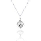 Forever Heart 1.10 Carat Moissanite Pendant Necklace in 18K White Gold Plating over Silver